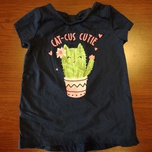 Navy short sleeve t-shirt with cactus cat